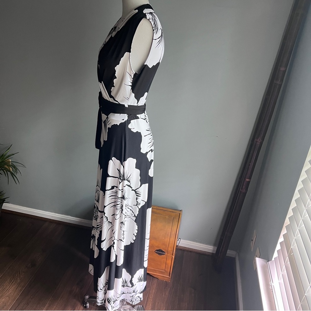 New York & Company stretch black and white floral print maxi dress size small - Picture 7 of 10
